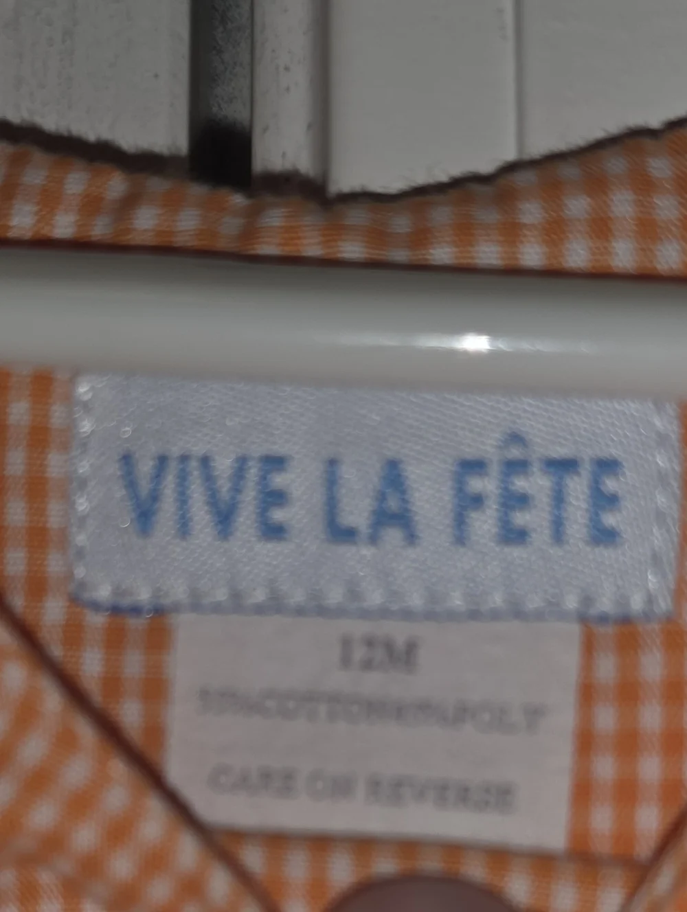 University of Tennessee Viva La Fete Infant 12M Orange Gingham Baby Romper - Picture 3 of 4